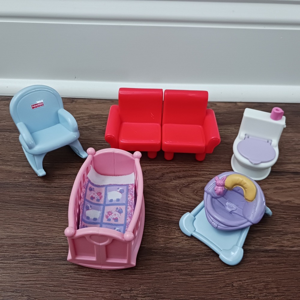 Fisher-Price Loving Family Dollhouse Furniture Lot Crib Rocking Chair Sofa Toy
